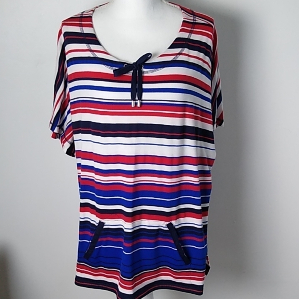 Ruby Rd Woman Striped Short Sleeve Nautical Tunic